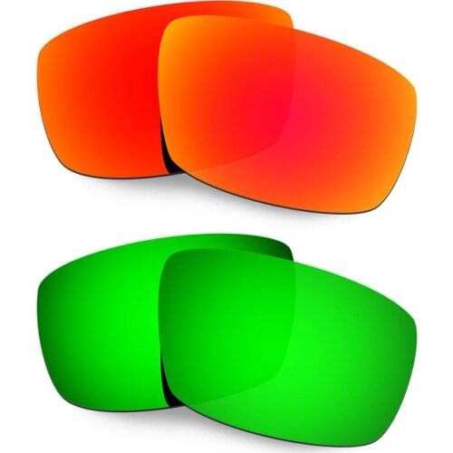 HKUCO For Spy Optic Logan Sunglasses Polarized Replacement Lenses 2 Pairs Red & Green