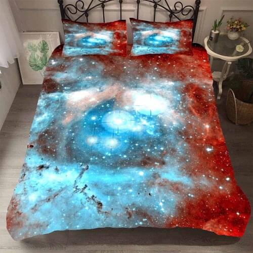 Bedclothes Drop Shipping Bedding Cotton Universe Outer Space Themed Bed Linen 3D Galaxy Duvet Cover 2pcs/3pcs Single Double Size