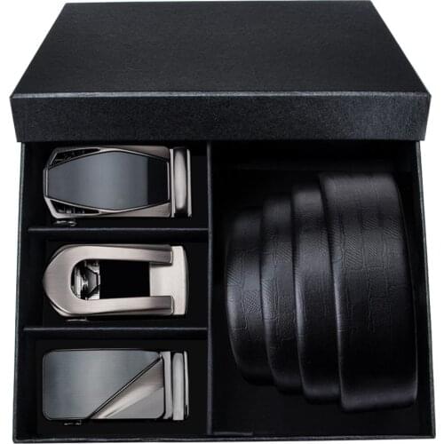 PT-0033 Fashion Automatic Buckle Genuine Leather luxury Belts Barry.Wang Male Alloy Buckle Belts For Men Wedding Gift Box Sets
