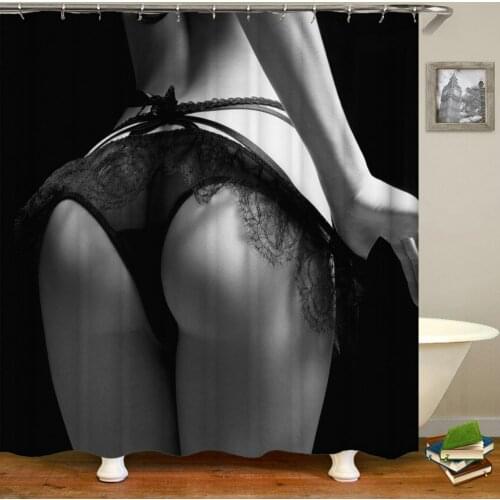 Sexy Woman Shower Curtains Sunlight Beach Girl Landscape 3D Printed Bathroom Curtains Waterproof Home Bathroom Decor With Hooks
