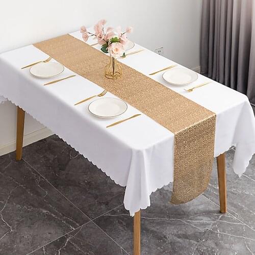 Hotel Wedding Tablecloth 1.8M Dacron Square Sequins Flash Dining Table Cover Cloth For Christmas Baby Showers Home Decoration