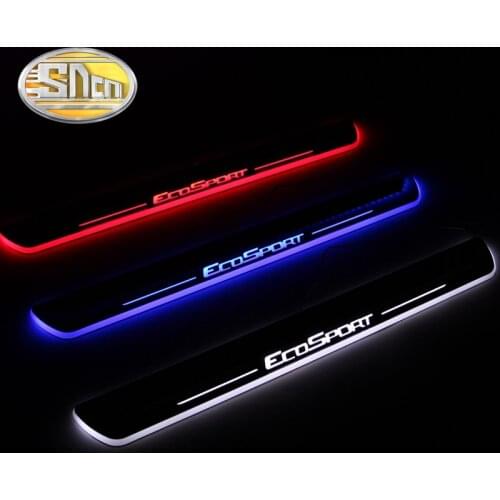 SNCN 4PCS Car LED Door Sill For Ford Ecosport 2013 - 2018 2019 Ultra-thin Acrylic Dynamic LED Welcome Light Scuff Plate Pedal
