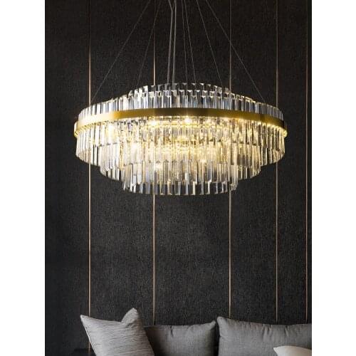 Modern Luxury LED Crystal Living Room Chandelier Bedroom Dining Room Creative Fixtures Villa Study Hotel Copper Hanging Lights