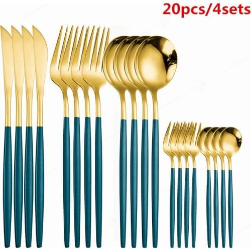 Dinner Golden Cutlery Stainless Steel Cutlery Tableware Fork Knife Set Dinnerware Home Tableware Modern Gold Mirror Cutlery Set