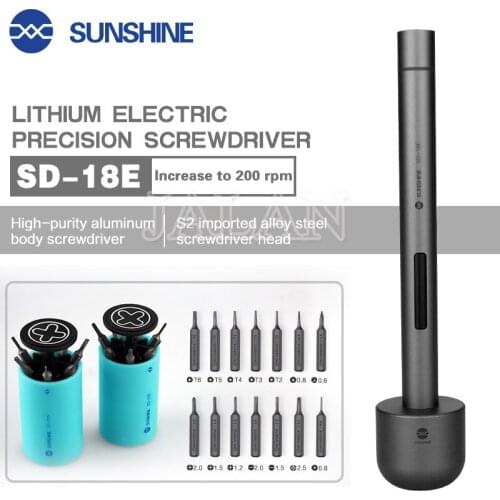 Sunshine SD-18E Electric Screwdriver S2 Alloy Steel Material Bits Tip With Ntelligent Lithium Battery And 3pcs LED Light 14pcs