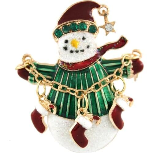 Decoration Garment Enamel Halloween Broom Green Snowman Christmas Brooch Pin For Women Gift