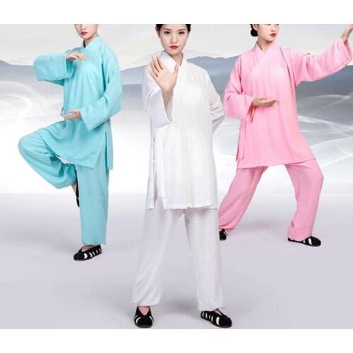 Unisex high-grade Linen tai chi suits kung fu wushu martial arts uniforms Taoist clothing tai chi taijiquan garments green/pink