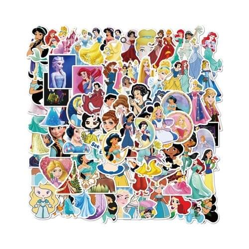 50Pcs Disney Princess Stickers Frozen Mickey Toy Story Winnie the Pooh Waterproof Skateboard Laptop Cartoon Stikers Kids Toy