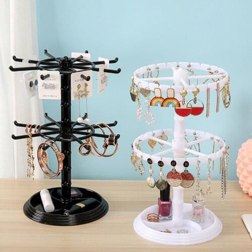 Rotating Jewelry Organizer Plastic Jewelry Display Stand Rack Clear Jewelry Dish Holder for Earrings Necklace Bracelet Pendant