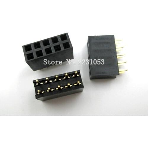 High Quality 20PCS/LOT 2x5 Pin 10P 2.54mm Double Row Female Straight Header Pitch