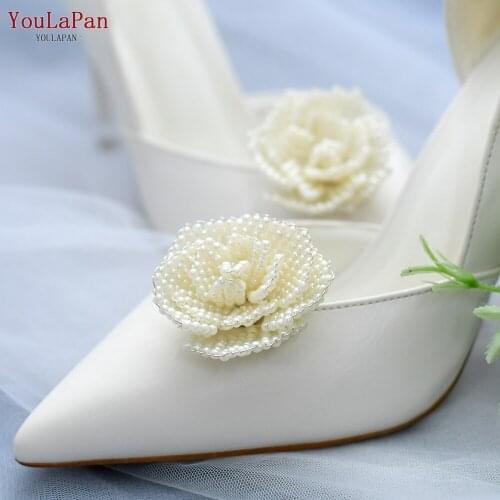 YouLaPan X32 2 Pieces White Beaded Shoes Clips Bridal Wedding Party Shoes Accessories Women Shoes Clips Elegant Shoes Ornament