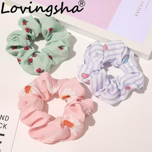 LOVINGSHA Fashion Floral Hair Accessories For Women Ladies Hair Tie Brand Girl Scrunchies Ponytail Hair Female Holder Rope FC213