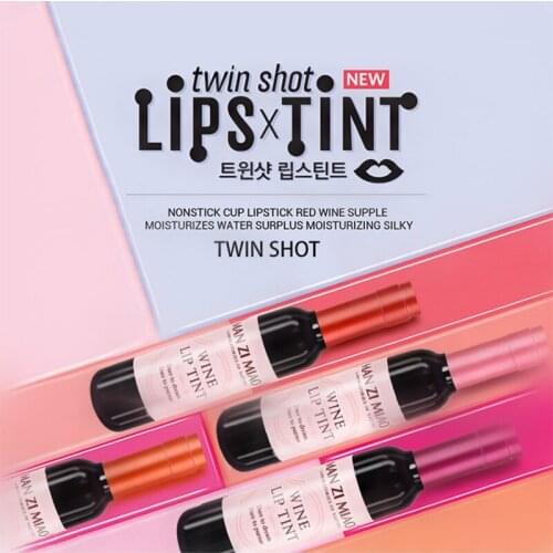 Women Makeup Liquid Lipstick Lipgloss Cosmetic Korean Waterproof Nonstick Cup Pearlescent LipGloss Cute Red Wine Bottle Lipstick