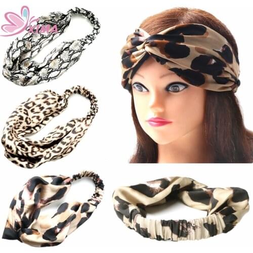 1PC 2018 Fashion Women Girls Twisted Elastic Hair Band Knotted Leopard Pattern Cross Headband Turban Ladies Hair Accessories
