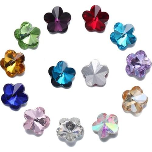 100pcs/lot 10MM Plum blossom Shape Glass Crystal Fancy Stone Clear Color Beads For Jewelry Making,Garment phone