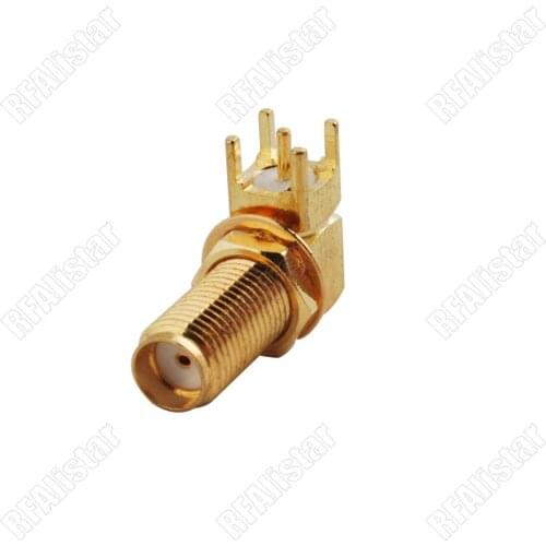 100 Pieces SMA Female Jack Right Angle Thru Hole PCB Mount Long Version RF Connector