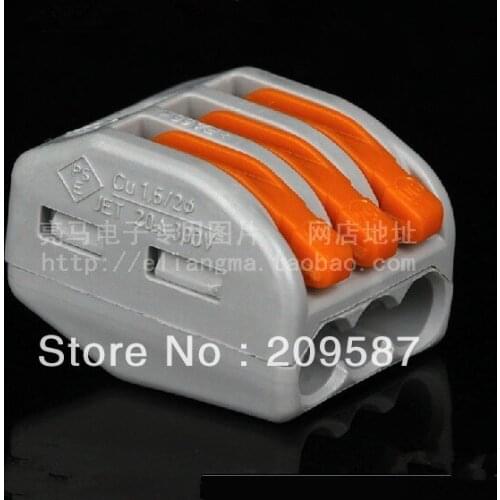 10x Cable Terminal Block Wire Spring Connector (3 Pin 32A Push Clamp Solderless)