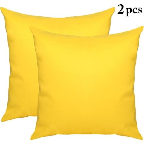 2PCS Throw Pillow Case 45x45cm Solid Color Square Pillow Cover yellow Polyester Decorative Cushion Cover For Home Decoration