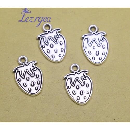40pcs/lot--18x12mm,fruit cham,Antique silver plated Strawberry charms,DIY supplies,Jewelry accessories