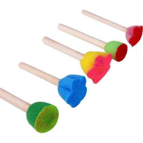 5Pcs/Set Kids Sponge Brushes Toy Wooden Sponge Painting Brushes DIY Graffiti Tools Kids Educational Toys For Children Kids