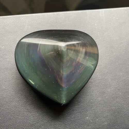 50mm Natural Rainbow Obsidian Crystal Hearts Obsidian Quartz Heart Shape Crystals Healing Home Decoration Gift 1pcs