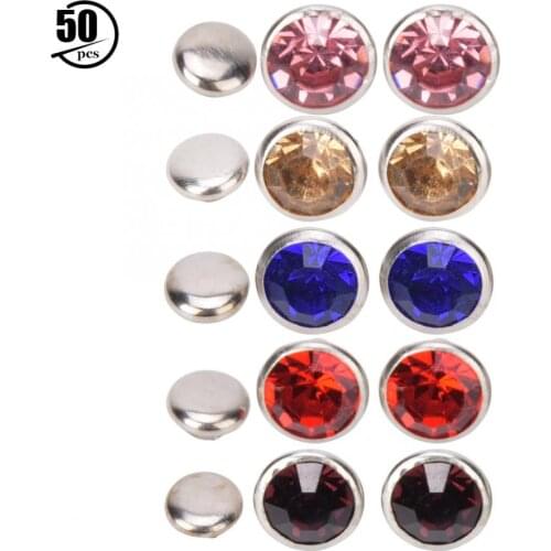 50 Sets Diamond Rivets Rhinestone Rivets Crystal Diamond Studs Leather Craft Bag Clothes Decoration