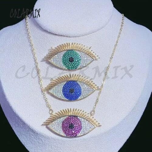 6 Pcs Big devil eye Pendant necklace eye shape rainbow zircon pendant necklace jewelry for women gift accessories 50726
