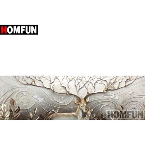 HOMFUN 5D DIY Diamond Painting Full Square/Round Drill "Animal elk flower" 3D Embroidery Cross Stitch gift Home Decor A27053