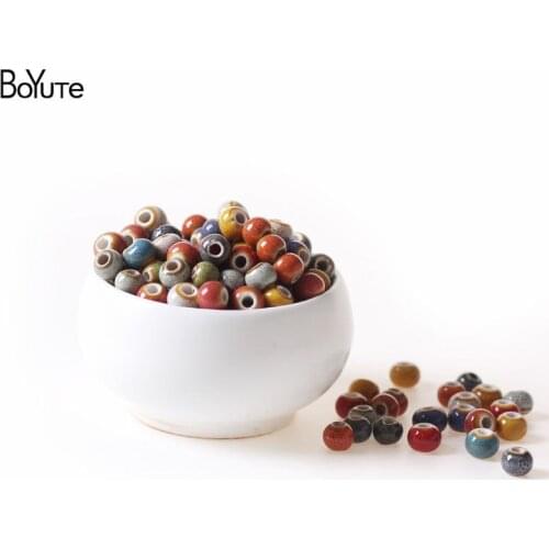 BoYuTe Whoesale (500 Pieces/Lot) 6MM Glaze Ceramic Beads Diy Hand Made Loose Beads for Jewelry Making
