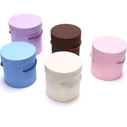 Round Flower Paper Boxes Lid Hug Florist Flower Hold The Bucket Gift Packaging Box Gift Candy Bar Party Wedding Gift Storage Box