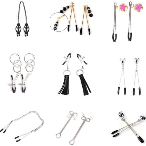 Black Metal Nipple Clamps Steel Breast Clips Clitoris Stimulator Fetish Sex Toys For Woman Butt Plug Bdsm Bondage Esposas Para