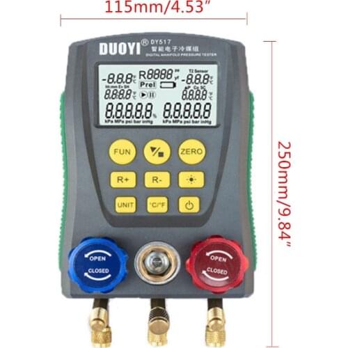 Refrigeration Digital Manifold Gauge Dy517 Car Air Conditioner Pressure Temperature Electronic Manometer Gauge Tester