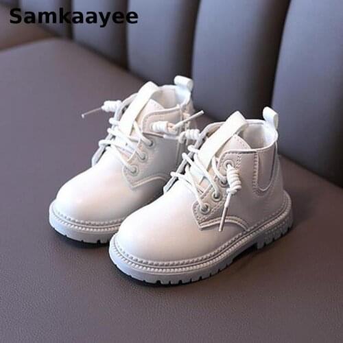 0-12y Children Shoes Kids Boots Spring Autumn Baby Martin Boats Boys Girls Ankle Boots Pu Leather Lace-Up Solid Sneakers S28