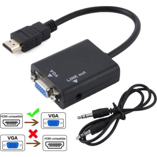 Hdmi-Compatble to VGA Converter Cable Male to Female Adapter With Audio for TV HDTV TVbox Computer PS4 Digital to Analog Signal