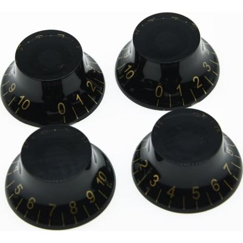 KAISH 4x Black w/ Gold Number LP Guitar Top Hat Knob Bell Knobs Fits LP