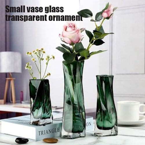 Twisted Glass Flower Pot Simple Art Design Creative Irregular Crystal Vases Container for Home Plants 3 Sizes E7