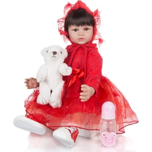 KEIUMI 60cm Bebe Reborn Doll Toys For Girl Soft Silicone Exquisite Princess Toddler real alive Child Birthday Gift Play House To