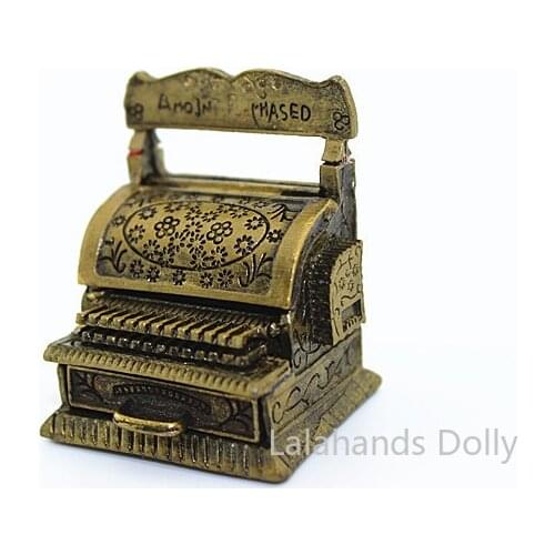 Dollhouse Mini Vintage Cash Register Model for Doll House Furniture Toy Accessories