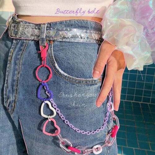 Cute Acrylic Chain Harajuku Belt Waist Chain Green Pink Cute Hip Hop Party Punk Friends Color Splice Jewelry