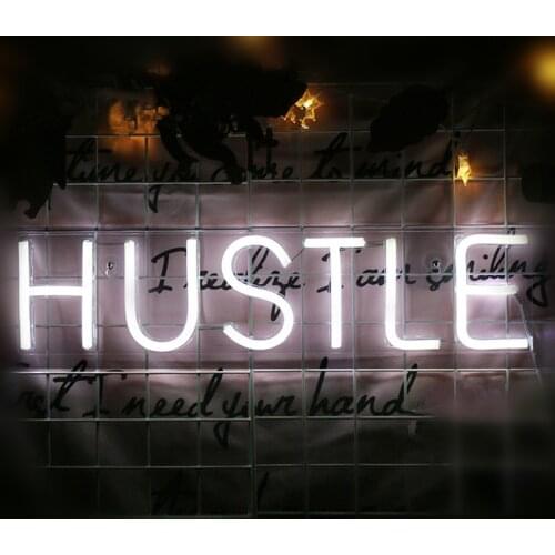 HUSTLE Neon Sign Novelty Light Large Neon Wall Signs for Home Game Room Decor Bedroom Girls Pub Hotel Cocktail Recreational Deco