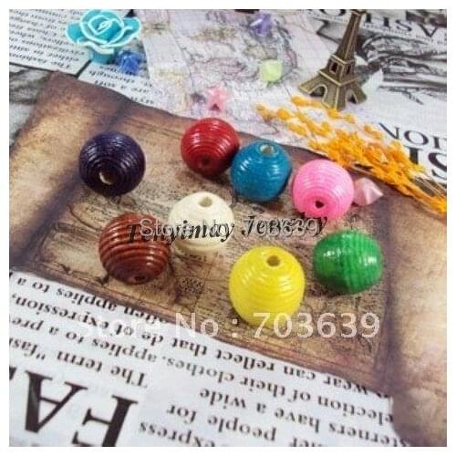 Fashion 20mm Mixed Color Screw Thread Shape Wood Beads For DIY 120pcs Free Shipping