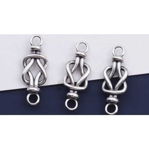 925 Sterling Silver Fashion Concentric Knot Design Couple Charm Double Hole Connector Silver Pendants Gift DIY Jewelry Findings