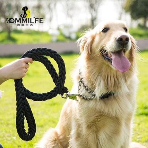 Nylon Dog Leash Metal P Chain Buckle Dog Collars Leash Set German Shepherd Husky Alaska Labrador Large Dog Leash Traction Rope