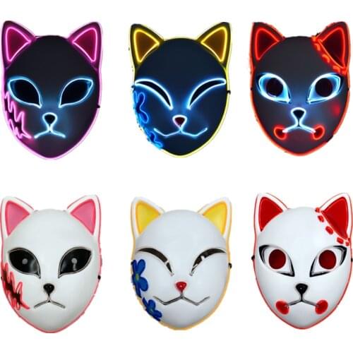 2021 New Anime Demon Slayer Kimetsu No Yaiba Tanjirou Mask Cosplay Sabito Makomo Masques Halloween Costume Props With LED