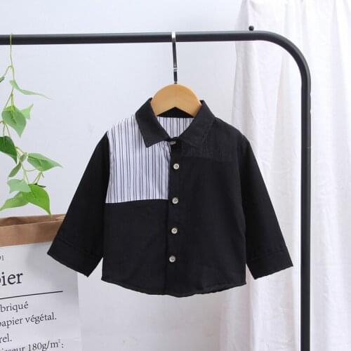 2020 New Baby Boys White Shirts Spring Autumn Clothes Kids Top Childrens Stripe Shirt
