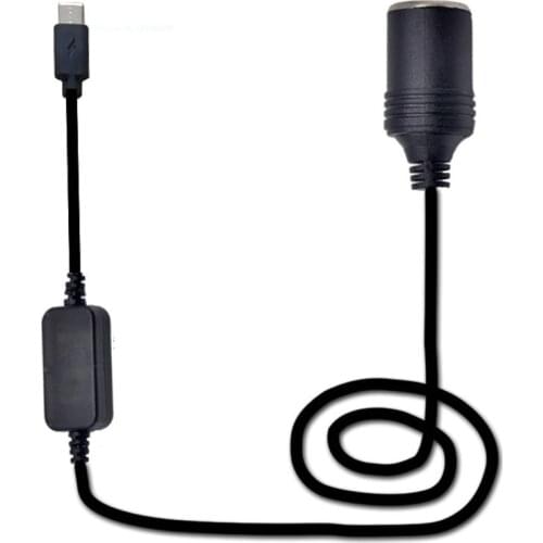 USB C PD Type C Male to 12V Car Cigarette Lighter Socket Female Step Up Cable for Driving Recorder GPS E-Dog Car Fan