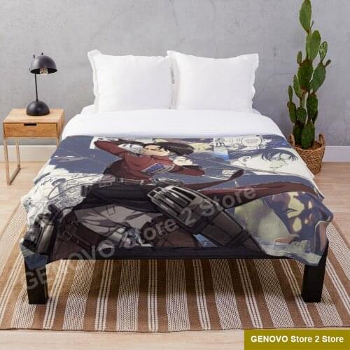 Levi Ackerman Throw Blanket flannel Sherpa bedspread bedding sofa picnic fur soft blanket