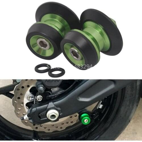 Aluminum Alloy Green Swingarm Stand Pivot Sliders Spools Auxiliary Lifting Screws Kit Universal Fit 10MM Thread Bolt Motorcycles