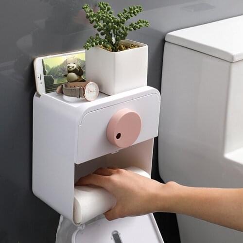 QD Toilet Paper Holder Waterproof Wall Mounted for Toilet Paper Tray Roll Paper Tube Storage Box Tray Tissue Box Shelf Bathroom