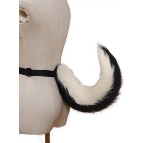 Adjustable Belt Kawaii Plush Animal Tail Smooth Wolf Cosplay Props Halloween Costume for Mens Womens Christmas Gifts